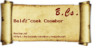 Belácsek Csombor névjegykártya
